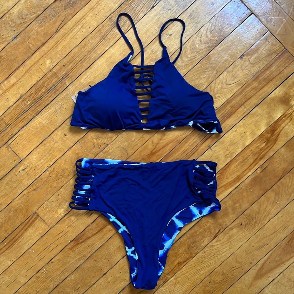 TiniBikini Reversible Blue Patterned Bikini